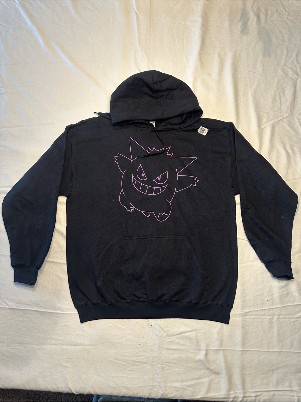 Gildan Black pullover Hoodie with Purple Gengar Outline